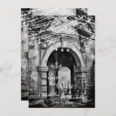 ロマンチックなライトゴシックアーチウェイウェディング日付を保存 招待状 (正面/裏面)