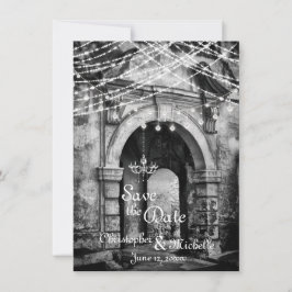 ロマンチックなライトゴシックアーチウェイウェディング日付を保存 招待状