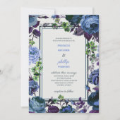 ロマンチックなライトスチールブルーキャベツバラ結婚ズ 招待状 (正面)