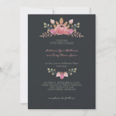 ロマンチックなライトスチールブルーフラワーズクラウン結婚ズ 招待状 (正面)