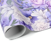 ロマンチックなライトパープルの花 ラッピングペーパー (ロールコーナー)