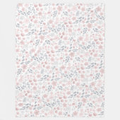 ロマンチックなライトピンク小さな花のパターフェミニンン フリースブランケット (正面)