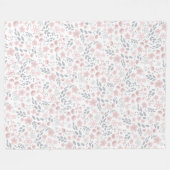ロマンチックなライトピンク小さな花のパターフェミニンン フリースブランケット (正面(横))