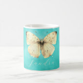 ロマンチックなライトブルーバタフライ コーヒーマグカップ (中央)