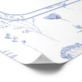 ロマンチックなライトブルー結婚フローラの座席表 ポスター (角)