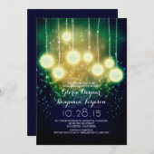 ロマンチックなライト婚約パーティの招待 招待状 (正面/裏面)