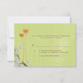 ロマンチックなライムグリーンルーラルウェディングRSVP 出欠カード