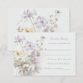 ロマンチックなライラックの花のウェディング出欠確認カード エンクロージャーカード (正面/裏面)