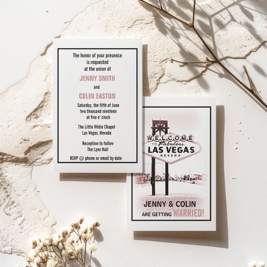 ロマンチックなラスベガスモダンの結婚式 招待状