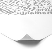 ロマンチックなラブグレーとホワイトハートI ポスター (角)