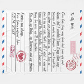 ロマンチックなラブレターバレンタインデー記念日 フリースブランケット (正面(横))