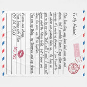 ロマンチックなラブレターバレンタインデー記念日 フリースブランケット (正面(横))