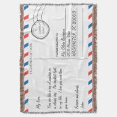 ロマンチックなラブレター葉書バレンタインデー スローブランケット (正面縦)