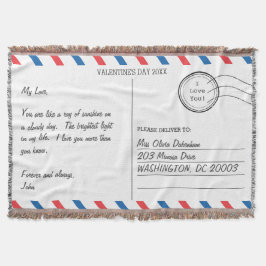 ロマンチックなラブレター葉書バレンタインデー スローブランケット