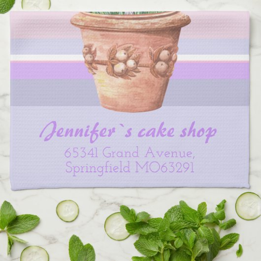 ロマンチックなラベンダーと名ストライプの前オンパステルbg st キッチンタオル (折り畳み)