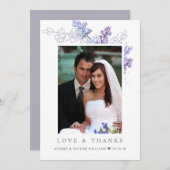 ロマンチックなラベンダーのフローラ写真結婚の感謝の気持ち サンキューカード (正面/裏面)