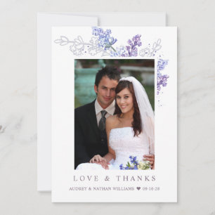 ロマンチックなラベンダーのフローラ写真結婚の感謝の気持ち サンキューカード