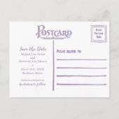 ロマンチックなラベンダーの芍薬 ウェディング セーブ・ザ・デート 案内ポストカード (裏面)