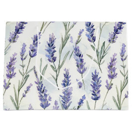 ロマンチックなラベンダーの花のウェディング ラージペーパーバッグ