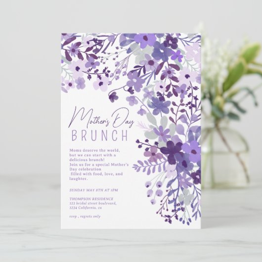 ロマンチックなラベンダーの野生の花春母の日 招待状 (スタンド正面)