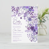 ロマンチックなラベンダーの野生の花春赤ちゃんシャワー 招待状 (スタンド正面)