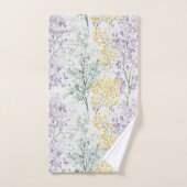 ロマンチックなラベンダーグリーンイエローの花 バスタオルセット (ハンドタオル)