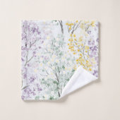 ロマンチックなラベンダーグリーン黄色の花 バスタオルセット (ウォッシュタオル)