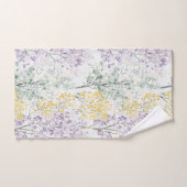 ロマンチックなラベンダーグリーン黄色の花 バスタオルセット (ハンドタオル)