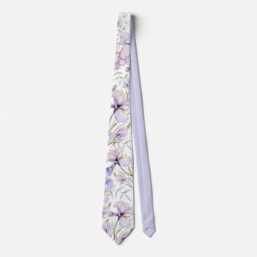 ロマンチックなラベンダーパープルアイリス結婚ズフローラ ネクタイ (正面)