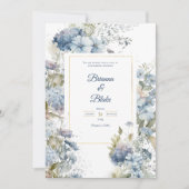 ロマンチックなラベンダーブルーフローラウォーター結婚カラー 招待状 (正面)