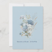 ロマンチックなラベンダーブルーフローラウォーター結婚カラー 招待状 (裏面)