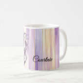 ロマンチックなラベンダーホワイトホース コーヒーマグカップ (正面右)