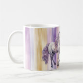 ロマンチックなラベンダーホワイトホース コーヒーマグカップ (左)