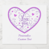 ロマンチックなラベンダーラブパーソナライズワインシャンパン スパークリングワインラベル (シングルラベル)