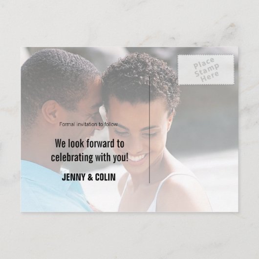 ロマンチックなラ結婚スベガスの写真は日付を保存 案内ポストカード (裏面)