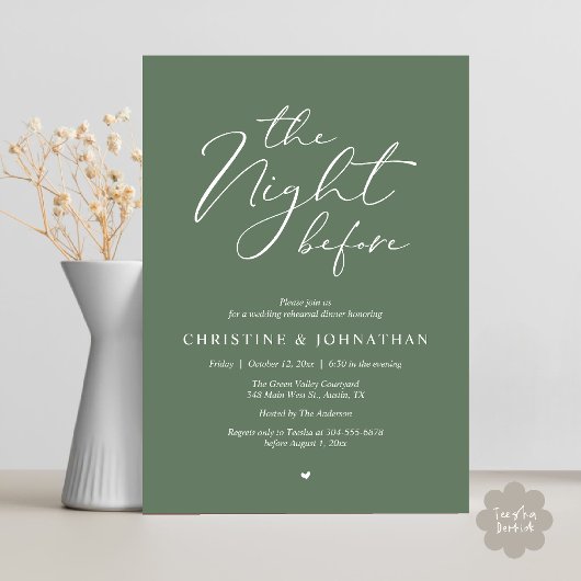 ロマンチックなリハーサル結婚ディナーの前夜 招待状