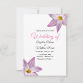 ロマンチックなリリーの花の木製フォーマルウェディング 招待状 (正面)