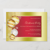 ロマンチックなルビー&金ゴールドフェスティバルクリスマスパーティー 招待状 (正面)