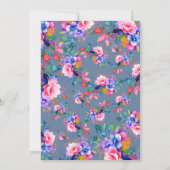 ロマンチックなレインボーガーデンフローラスウィート16ほこりっぽいブルー 招待状 (裏面)