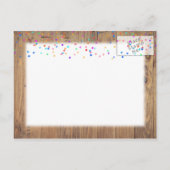 ロマンチックなレインボー紙吹雪保存日付ボホ 案内ポストカード (裏面)