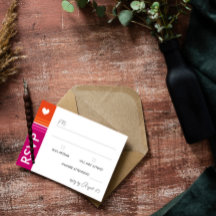 ロマンチックなレズストライプア国旗の結婚式RSVP