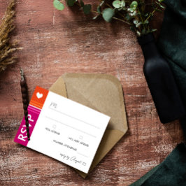 ロマンチックなレズストライプア国旗の結婚式RSVP 出欠カード