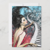 ロマンチックなレディーピアノ音楽誕生日カード カード (裏面)