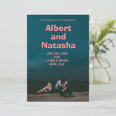 ロマンチックなレトロ映画ポスター目的地の結婚式 招待状 (スタンド正面)