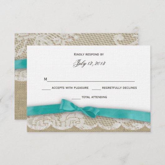 ロマンチックなレースおよび暗い水の応答 出欠カード (正面/裏面)