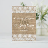 ロマンチックなレースとバーラップ20th誕生日パーティー 招待状 (スタンド正面)