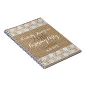 ロマンチックなレースのバーラップの第20誕生日の来客名簿 ノートブック (右側)