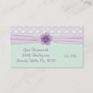 ロマンチックなレースのラベンダーの花のハッカの香りがする緑 名刺