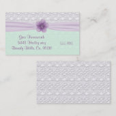 ロマンチックなレースのラベンダーの花のハッカの香りがする緑 名刺 (正面/裏面)