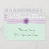 ロマンチックなレースラベンダーフラワーミントグリーン救デート 案内ポストカード (正面/裏面)